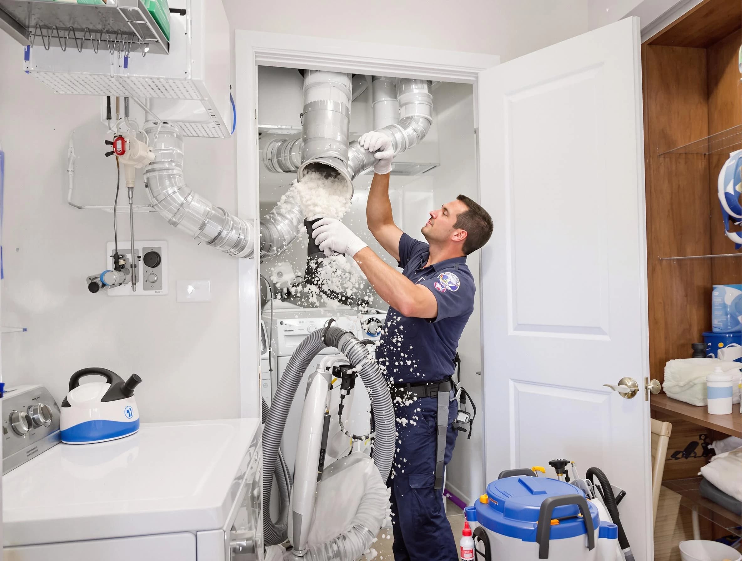 Shrewsbury Dryer Vent Cleaning technician delivering thorough residential dryer vent cleaning service in Shrewsbury