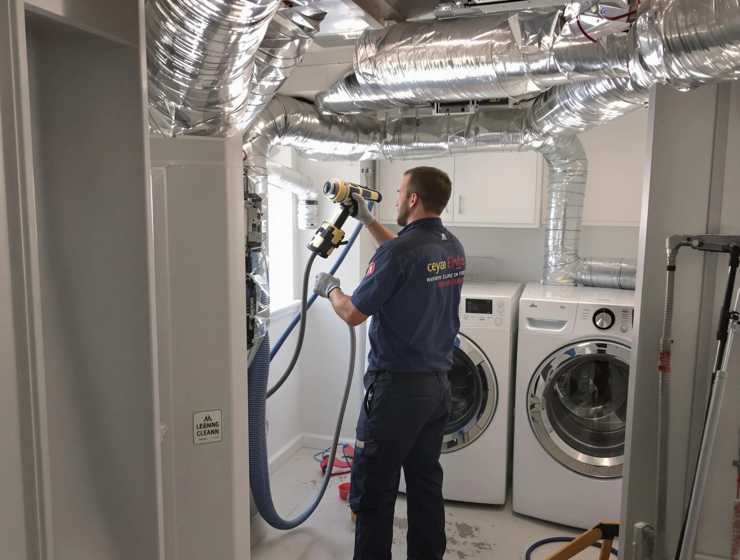 Shrewsbury Dryer Vent Cleaning specialist using advanced equipment for thorough duct cleaning in Shrewsbury